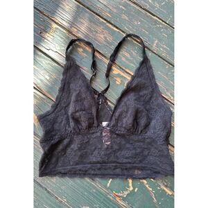 Victorias Secret Black Floral Lace Bralette Racerback Longline 311980-DL3 M/M